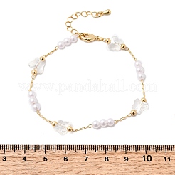 Gliederkettenarmbänder aus Messing und Glas für Damen&nbsp;BJEW-F517-02G-01