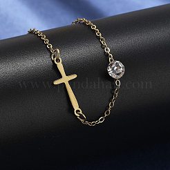 201 bracelets à chaîne en acier inoxydable&nbsp;BJEW-H205-01E-G
