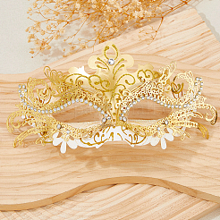 Maskenballmasken aus Kunststoff mit Strassen und Haltestab aus Legierung&nbsp;AJEW-WH0270-891B