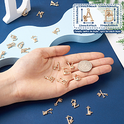 26pcs 26 pendentifs en laiton micro pavé clair en zircone cubique&nbsp;KK-CW0001-05