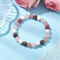 8.5 mm runde Stretch-Armbänder aus natürlichem Rhodonit&nbsp;BJEW-JB10944-06