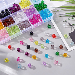 225pcs 15 Farben transparente Acrylperlen&nbsp;OACR-ME0001-03