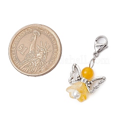 Pendentif décoratif en jade malaisien naturel et teinté ange&nbsp;HJEW-JM02763-03
