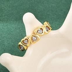 Anillos abiertos de latón con micropavé de circonitas cúbicas transparentes&nbsp;RJEW-T028-01B-G