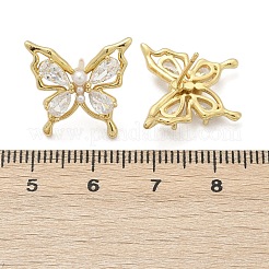 Schmetterlings-Ohrstecker aus Messing mit Mikropavé und Zirkonia&nbsp;EJEW-M082-17G-02
