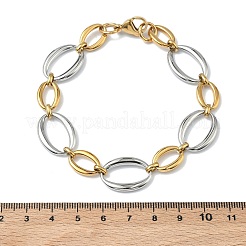 Pulseras de cadena de eslabones ovalados de acero inoxidable 304 de dos tonos para mujer&nbsp;BJEW-F533-02F-G