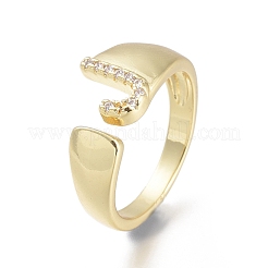 Messing Micro Pave klare Manschettenringe aus Zirkonia&nbsp;X-RJEW-F103-13J-G
