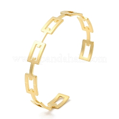Hohle rechteckige Manschettenarmreifen aus Edelstahl 304&nbsp;LS-BJEW-H322-01G