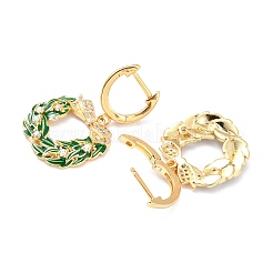 Orecchini a cerchio huggie in ottone con micro pavé di zirconi cubici per natale&nbsp;ZIRC-I053-04G