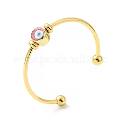 Brazalete abierto con cuentas mal de ojo de murano&nbsp;BJEW-F434-07