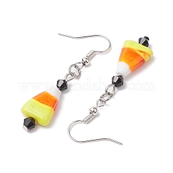 Halloween Candy Corn handgemachte Bunte Malerei & Glas Ohrhänger&nbsp;EJEW-JE05871