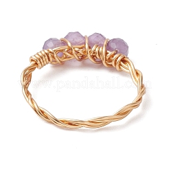 Facettierte runde Fingerringe aus natürlichem Tigerauge&nbsp;RJEW-JR00787
