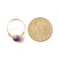 Ovale Fingerringe aus natürlichem Amethyst&nbsp;RJEW-JR00441-01