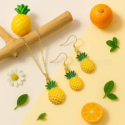 2 Halskette mit Ananas-Anhänger aus Legierung und 2 Paar baumelnde Ohrringe&nbsp;SJEW-HY0001-10