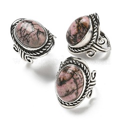 Anneaux réglables en rhodonite naturelle&nbsp;RJEW-I108-01AS-04