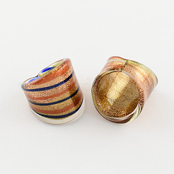 Gold Sand Handgewickelte breites Band Ringe&nbsp;RJEW-Q150-M13-B