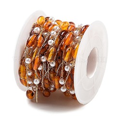 Chaînes de perles en plastique ambre et ccb faites à la main&nbsp;CHS-P019-12G