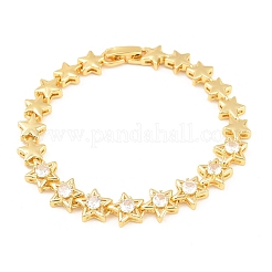 Armbänder aus Messing mit Mikropavé-Fassung und klaren Zirkonia in Sternform&nbsp;BJEW-F528-02G