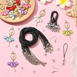 DIY Ballett Mädchen Legierung Anhänger Ohrringe/Halskette machen Kits&nbsp;DIY-YW0012-23