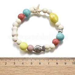 Bracelets extensibles en perles de porcelaine et en perles de howlite synthétiques pour femmes&nbsp;BJEW-D307-02C