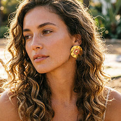 Pendientes de botón esmaltados de acero inoxidable 304&nbsp;WG9395F-01