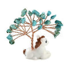 Decorazioni albero della vita in scaglie di pietre preziose naturali e sintetiche&nbsp;DJEW-A017-01
