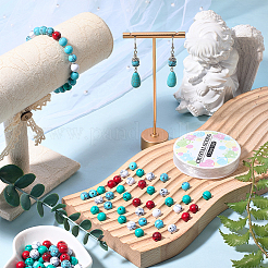 DIY-Armbänder aus synthetischen türkisfarbenen runden Perlen zum Basteln&nbsp;DIY-SC0030-26