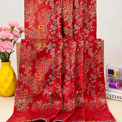 Tissu brocart en polyester à motif de jardin chinois pour vêtements et décoration intérieure&nbsp;DIY-MA0001-99A