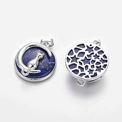 Natürliche Lapislazuli-Kätzchenanhänger&nbsp;G-J386-B12