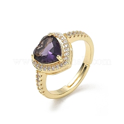 Anelli da donna in ottone e zirconi cubici a forma di cuore viola&nbsp;CU-CBA7E55-14G