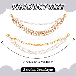 4 pièce 2 styles de chaînes de sangle de bottes en perles de plastique et en fer&nbsp;HJEW-PH02102-01