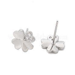 Messing-Ohrstecker mit Kleeblatt-Motiv&nbsp;EJEW-R016-20P