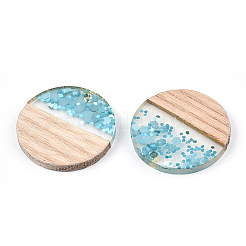 Pendentifs en résine transparente et bois blanc&nbsp;RESI-N039-54