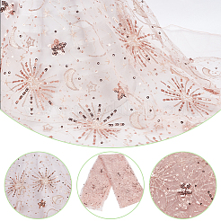 Gestickte Polyester-Mesh-Stoffe mit Stern-Mond-Muster&nbsp;DIY-WH0430-384B