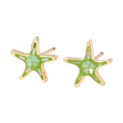 Orecchini a bottone in ottone smaltato a forma di stella marina&nbsp;EJEW-I322-02G