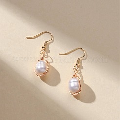 Perla naturale ciondola gli orecchini&nbsp;EJEW-JE05167-02