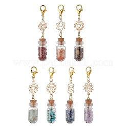 Pendentif en verre pour bouteille de souhaits avec 7 chakra en aventurine rouge naturelle&nbsp;HJEW-JM03099-01