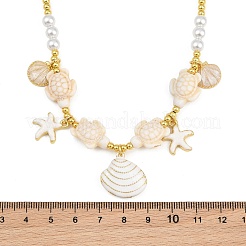 Ciondolo a forma di conchiglia di stella marina in ottone smaltato&nbsp;KK-CBA4547-04D-G
