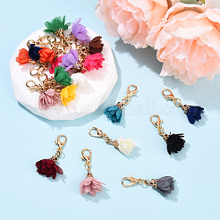 20 pendentif décoratif en forme de fleur en tissu&nbsp;HJEW-YW00133