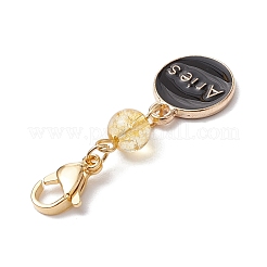12 pz lega smaltata rotonda piatta con 12 decorazioni pendenti a forma di costellazione&nbsp;HJEW-JM02528