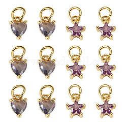 12 pièce 2 styles de breloques en laiton micro pavées en zircone cubique&nbsp;KK-TA0008-70C