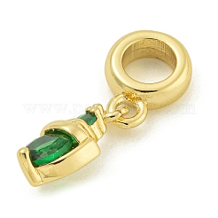 Gestellbeschichtung Messing Pflaster Zirkonia Schild europäischen Anhänger&nbsp;KK-Z067-44G-03