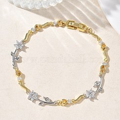 Pulseras de cadena de eslabones de circonita cúbica micropavé de latón para mujer&nbsp;BJEW-C156-04B-05GP
