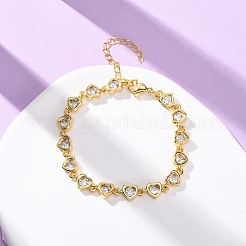 Messing-Gliederarmbänder mit Mikropflaster und klaren Zirkonia für Damen&nbsp;BJEW-D342-02G