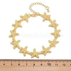 Bracciali a catena in ottone a forma di stella marina per donna&nbsp;BJEW-K248-07A-G