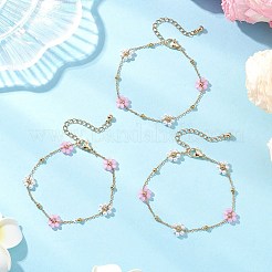 Gliederarmbänder aus Glas und ABS-Kunststoff mit Kunstperlen&nbsp;BJEW-JB12572-05