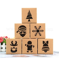 24 шт. 6 прямоугольные бумажные коробки для выпечки хлебобулочных изделий с окном, подарочная коробка с новогодней тематикой, для мини торта, кекс, упаковка печенья, светлый померанцевый, 100x100x63 мм, 4шт / стиль