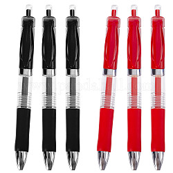 GORGECRAFT 6PCS Retractable Gel Pens Black RollerBall Pens 0.5mm Micro Point Quick Drying Bullet Tip Automatic Gel Pens with Soft Grip for Office School Examination Smooth Writing, Black + Red