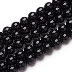 Natürliche schwarze Turmalin Perlen Stränge, Runde, 8 mm, Bohrung: 0.8 mm, ca. 47 Stk. / Strang, 15.55 Zoll (39.5 cm)