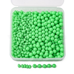 Superfindings 600pcs 2 styles de perles de pêche en plastique, perles de pêche à lueur lumineuse, ovale et ronde, vert pale, 300 pièces / style